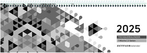 Tischquerkalender schwarz 2025 - 29,6x9,9 cm - 1 Woche auf 2 Seiten - Stundeneinteilung 7 - 19 Uhr - inkl. Jahresübersicht - Bürokalender - 116-0020