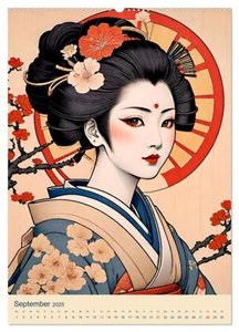 Japanische Geishas (Wandkalender 2025 DIN A2 hoch), CALVENDO Monatskalender