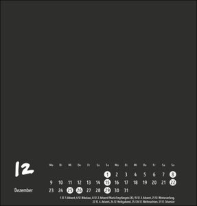Bastelkalender 2024 schwarz mittel. Blanko-Kalender zum Basteln mit extra Titelblatt für eine persönliche Gestaltung. Foto- und Bastelkalender 2024. Format 21 x 22 cm.