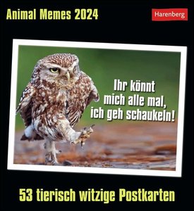 Animal Memes Postkartenkalender 2024. Witzige Tierfotos mal anders: Jede Woche neue Memes mit coolen Sprüchen in einem Tischkalender zum Aufstellen. Zum Lachen und Verschicken
