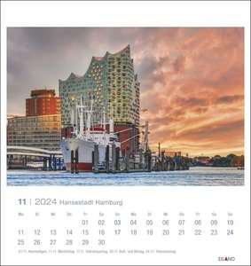 Hansestadt Hamburg Postkartenkalender 2024. Die Hansestadt von ihrer schönsten Seite in einem Tisch-Kalender. Postkarten mit eindrucksvollen Fotos zum Sammeln und Verschicken.