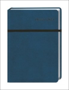 Diario Wochen-Kalenderbuch A5. Blauer Terminkalender 2024. Buch-Kalender mit Lesebändchen und Gummiband. Taschenkalender zum Planen von Terminen.