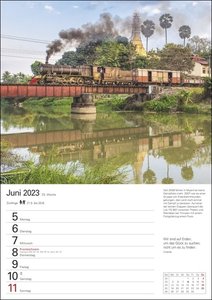 Eisenbahnen Wochenplaner 2023. Besonderer Wandplaner mit 12 fantastischen Fotos von historischen Eisenbahnen. Hochwertiger Foto-Kalender 2023. 25x36 cm.