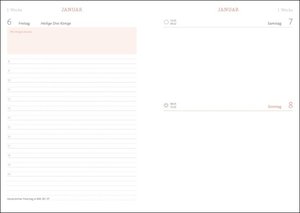 Tages-Kalenderbuch A5 2023. Pinker Terminkalender mit Schulferien und Feiertagen. Buch-Kalender mit Lesebändchen und Gummiband. Taschenkalender 2023 zum Planen von Terminen