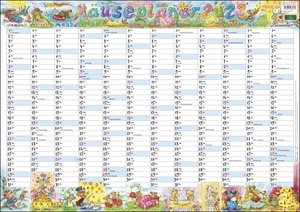 Wandplaner Wilde Mäuse 2023. Praktischer Kalender mit Überblick über das ganze Jahr. Feiertage und Kalenderwochen in einem Posterplaner mit lustigen Mauszeichnungen.