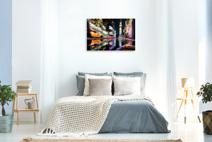 Premium Textil-Leinwand 90 cm x 60 cm quer Leuchtreklame am Times Square  New York