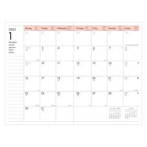 MARK\'S 2022/2023 Taschenkalender B6 vertikal, Flower Pattern, Gray