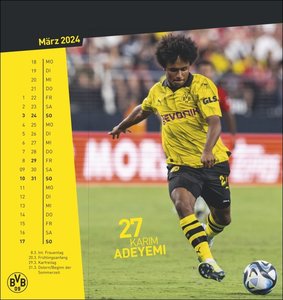 BVB Postkartenkalender 2024. Kleiner Kalender für große Fans: Die Stars von Borussia Dortmund in einem Tischkalender zum Aufstellen oder Aufhängen. Jeden Monat eine Spieler-Postkarte.