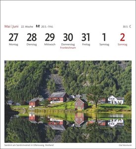 Norwegen Sehnsuchtskalender 2024. Urlaubsträume in einem Tischkalender im Postkartenformat. Jede Woche neue Eindrücke verpackt in einen Foto-Kalender. Auch zum Aufhängen