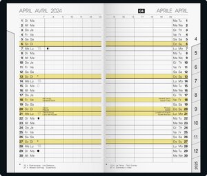 Monatskalender, Taschenkalender, 2024, Modell M-Planer, Kunststoff-Einband, schwarz