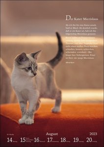 Literaturkalender Katzen Wochen-Kulturkalender 2023. 53 Katzenporträts und katzenverliebte Literaturauszüge in einem Wochenkalender 2023. Dekorativer Kalender für Katzenliebhaber.