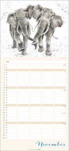 Happy Family Familienplaner 2024. Großer Terminkalender mit 5 Spalten für Familien. Schöner Familien-Wandkalender 2024 mit süßen Tier-Illustrationen. 22x48 cm.