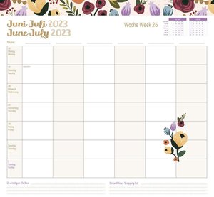 Familien Wochenkalender Flowers 2023 - Familien-Timer - Termin-Planer - Kinder-Kalender - Familien-Kalender - 30,5x30,5