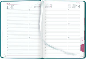 Buchkalender Tucson türkis 2025 - mit Registerschnitt - Büro-Kalender A5 - 1 Tag 1 Seite - 416 Seiten - Tucson-Einband - Zettler