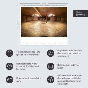 Architecture in Music Kalender 2026 - Musikinstrumente von innen