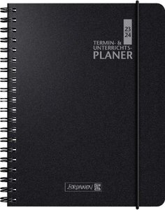 Termin-/Unterrichtsplaner 2023/2024, Ringbuch-Kalender mit Einlage, Überformat A5: 17 x 24 cm, schwarz