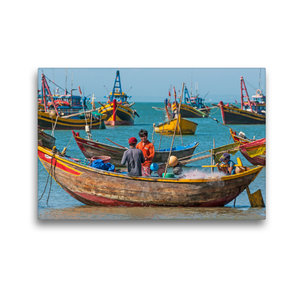 Premium Textil-Leinwand 45 cm x 30 cm quer Fischerhafen, Mui Ne, Vietnam