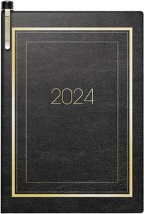 Wochenkalender, Taschenkalender, 2024, Modell 713, SOFT-Einband mit Ziergoldrand, schwarz