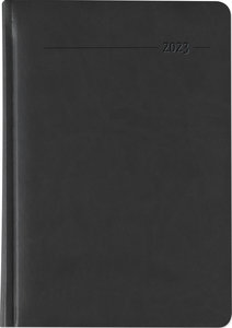 Buchkalender Tucson schwarz 2023 - mit Registerschnitt - Büro-Kalender A5 - 1 Tag 1 Seite - 416 Seiten - Tucson-Einband - Alpha Edition