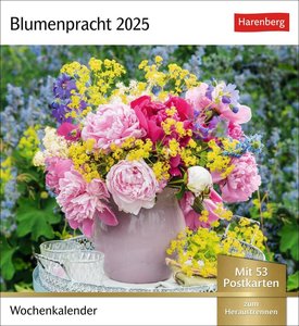 Blumenpracht Postkartenkalender 2025 - Wochenkalender mit 53 Postkarten