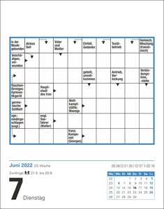 Kreuzworträtsel Kalender 2022