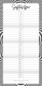 Alpha Edition - Termine für 2 Black & White 2025 Familienplaner, 22x45cm, Kalender mit 2 Spalten für Termine, Stickerbogen, 100-jährigem Kalender, Ferientermine DE/AT/CH und deutsches Kalendarium