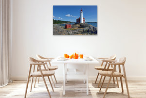 Premium Textil-Leinwand 120 cm x 80 cm quer Fisgard Lighthouse auf Vancouver Island