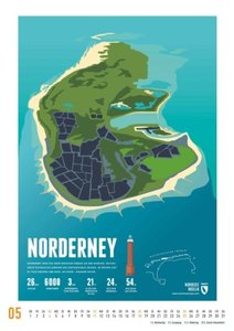 Marmota: Inseln der Nordsee 2025 – Wandkalender – Inselkarten – Hochformat A3 29,7 x 42 cm