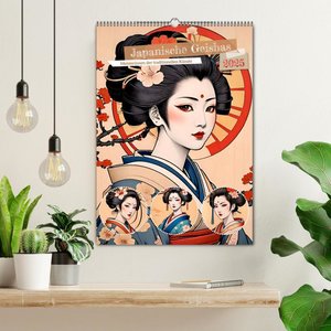 Japanische Geishas (Wandkalender 2025 DIN A2 hoch), CALVENDO Monatskalender