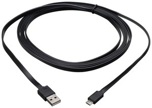 USB CABLE, USB Ladekabel 3m (USB/Micro USB), Flachkabel, schwarz