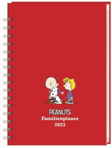 Peanuts Familienplaner Buch A5 2023. Familienkalender mit 5 Spalten. Liebevoll illustrierter Buch-Kalender mit Einstecktasche und Schulferien. Terminplaner mit 160 Seiten.