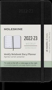 Moleskine 18 Monate Wochen Notizkalender 2022/2023, Pocket/A6, Schwarz