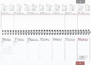 Tisch-Querkalender PP-Einband 2023 - Büro-Planer 29,7x10,5 cm - Tisch-Kalender - silber/grau - Registerschnitt - 1 Woche 2 Seiten - Alpha Edition