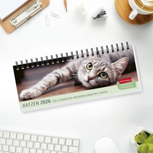 Katzen Premium-Tischplaner 2026 - Der literarische Wochenkalender mit Zitaten