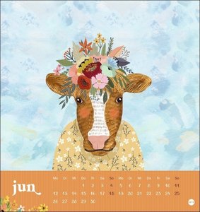 Floral Friends Postkartenkalender 2023. Hochwertiger Tisch-Kalender mit 12 liebevoll illustrierten Postkarten von Tieren mit Blumenkronen. Kleiner Kalender 2023 zum Aufstellen