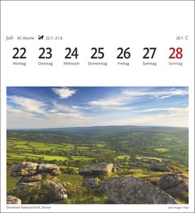 England Sehnsuchtskalender 2024. Fernweh in einem Foto-Kalender zum Aufstellen. Die schönsten Landschaften Englands als Postkarten in einem Tischkalender. Auch zum Aufhängen