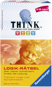 Ravensburger 23294 - Think Kids Logik-Rätsel, Mitbringspiel für 1 Spieler, ab 8-99 Jahren, kompaktes Format, Reisespiel, Rätselspaß