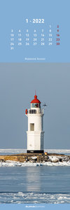 Leuchttürme 2022 - Lesezeichenkalender 5,5x16,5 cm - Lighthouses - Lesehilfe - Alpha Edition