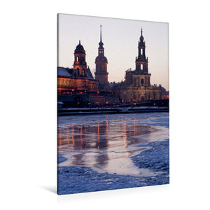 Premium Textil-Leinwand 80 cm x 120 cm  hoch Dresden im Winter