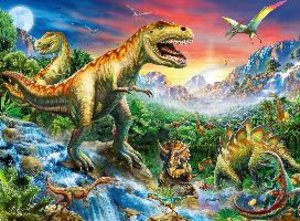Ravensburger Kinderpuzzle - 10665 Bei den Dinosauriern - Dino-Puzzle für Kinder ab 6 Jahren, mit 100 Teilen im XXL-Format