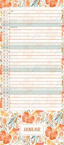 All About Orange 2025 – Planer mit variabler Spaltenzahl – Modernes Pattern-Design – Format 22 x 49,5 cm