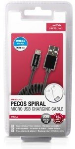 PECOS Spiral Micro USB Charging Cable schwarz