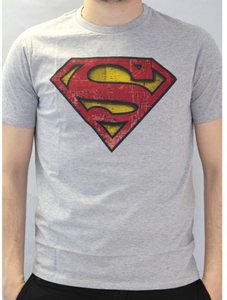 Superman - Vintage Logo - T-Shirt - Grau - Größe L