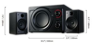 LASMEX Sound System S-220, Lautsprecher 2.1 Stereo (2x 10 Watt Satelliten Lautsprecher)