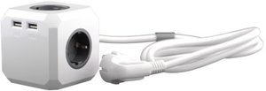 snakebyte power:cube - Extender Universal Mehrfachsteckdose inklusive  2x USB für Smartphone/PS3/Xbox 360/Tablet/ Farbe weiß mit Kabel