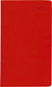 Taschenplaner Leporello PVC rot 2023 - Bürokalender 9,5x16 cm - 1 Monat auf 2 Seiten - separates Adressheft - faltbar - Notizheft - 510-1013