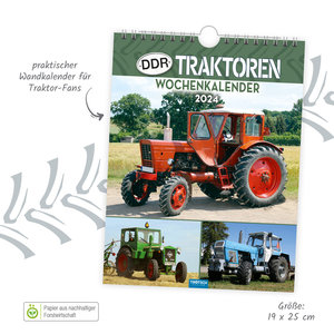 Trötsch Wochenkalender zum Hängen DDR Traktoren 2024