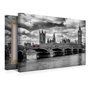 Premium Textil-Leinwand 45 cm x 30 cm quer LONDON Westminster Bridge und Houses of Parliament