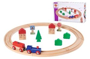 Eichhorn 100001260 - Bahn, Schienenkreis,  20 teilig, FSC Zertifiziertes Buchenholz, Streckenlänge: 135 cm