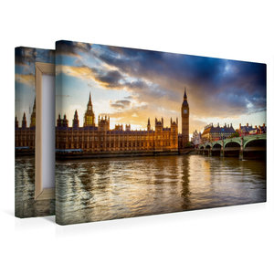 Premium Textil-Leinwand 45 cm x 30 cm quer Westminster Bridge/Big Ben